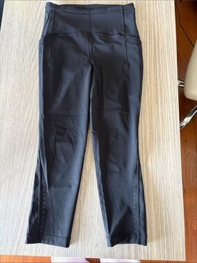 Lululemon Speed Up Tight Black Size 4 High Rise Crop Leggings Pockets Running